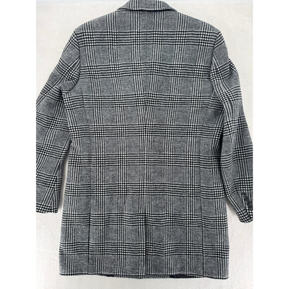 Nordstrom Open Edit Mens Glen Plaid Coat Black White Check Overcoat Large NWOT - Picture 8 of 11